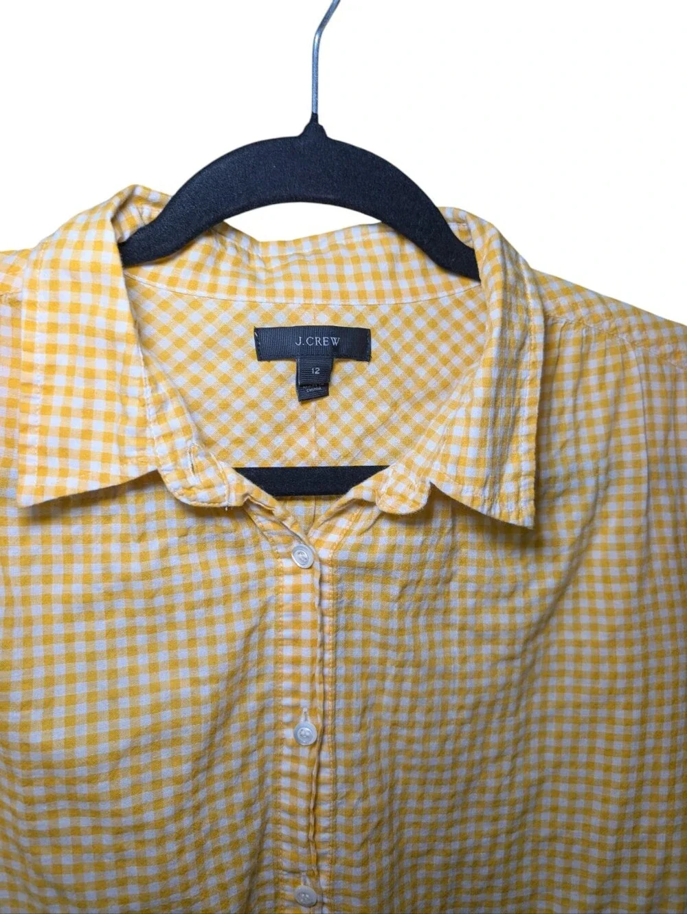 J. Crew Yellow Gingham Long-Sleeve Button Shirt